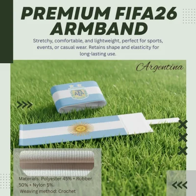 Argentina national team crochet woven stretch armband 6.5x35CM sports captain armband