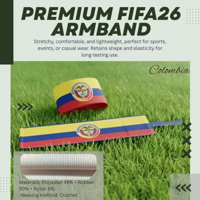 Colombia national team crochet woven stretch armband 6.5x35CM sports captain armband