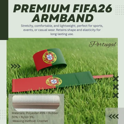 Portugal national team crochet woven stretch armband 6.5x35CM sports captain armband