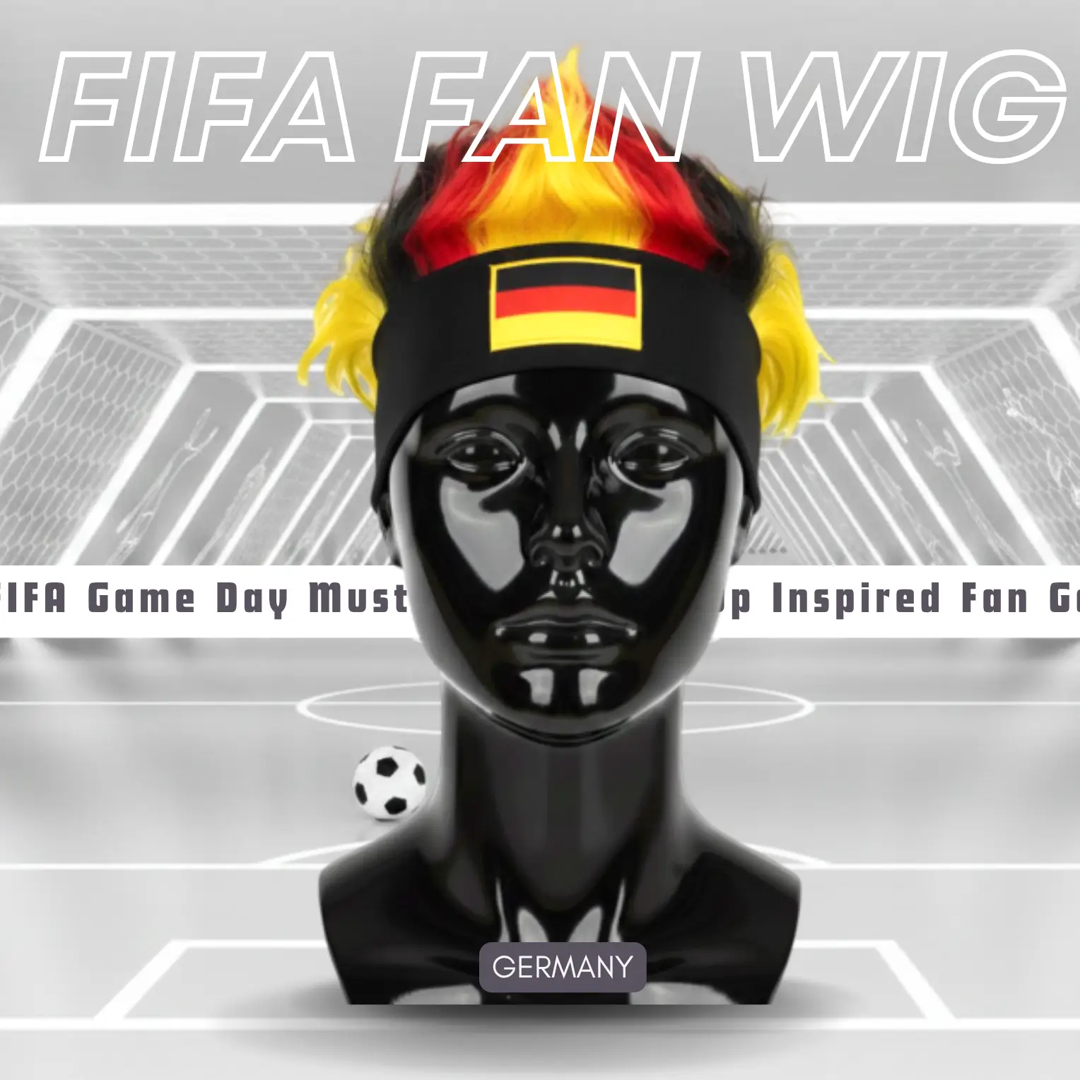 Germany national team fan wig 25x21CM lightweight polyester fiber novelty sports party wig