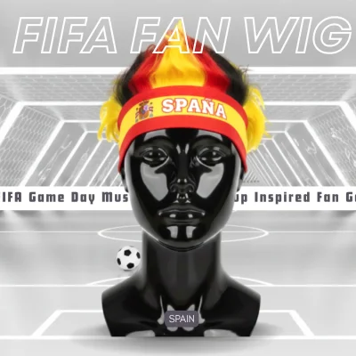 Spain national team fan wig 25x21CM lightweight polyester fiber novelty sports party wig