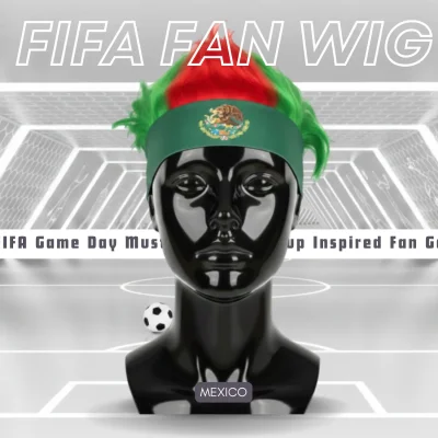 Mexico national team fan wig 25x21CM lightweight polyester fiber novelty sports party wig