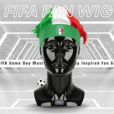 Italy national team fan wig 25x21CM lightweight polyester fiber novelty sports party wig