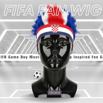Croatia national team fan wig 25x21CM lightweight polyester fiber novelty sports party wig