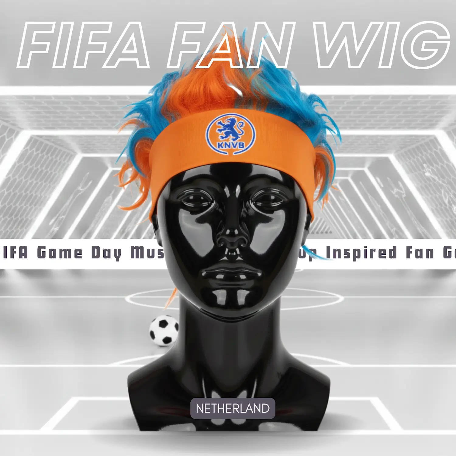 Netherlands national team fan wig 25x21CM lightweight polyester fiber novelty sports party wig