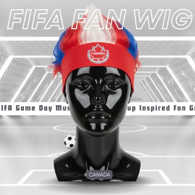 Canada national team fan wig 25x21CM lightweight polyester fiber novelty sports party wig