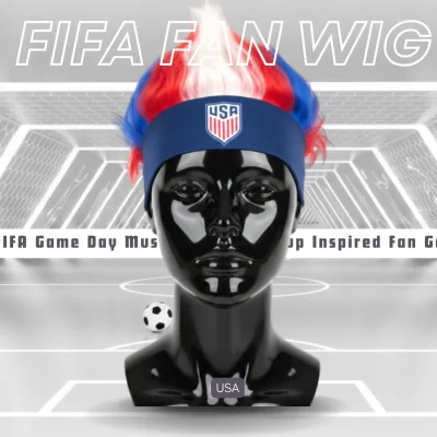 USA national team fan wig 25x21CM lightweight polyester fiber novelty sports party wig