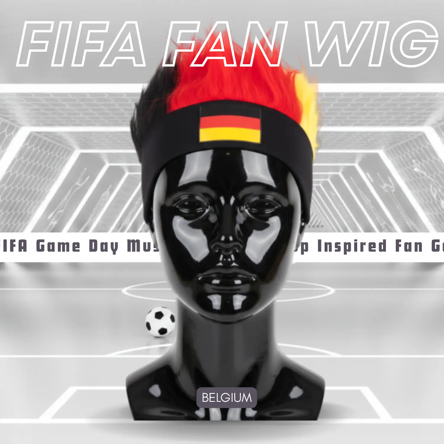 Germany national team fan wig 25x21CM lightweight polyester fiber novelty sports party wig