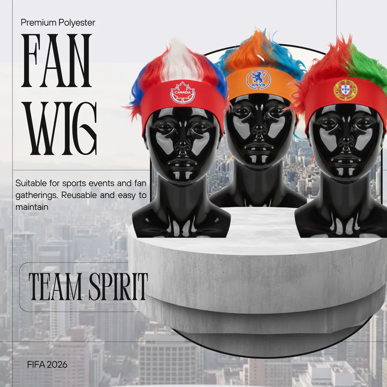 25x21CM polyester fiber fan wig lightweight one size fits most eye-catching novelty party event wig