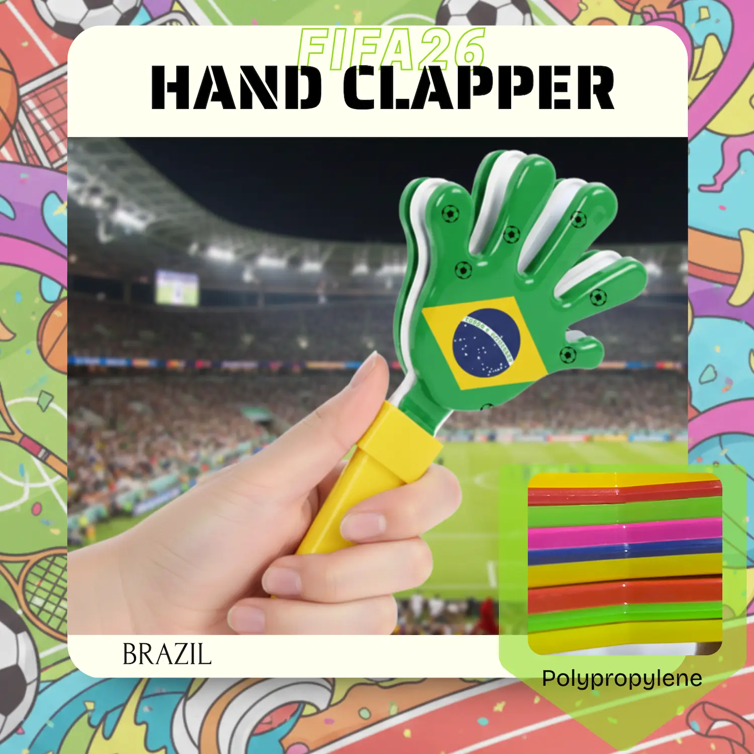 Custom Hand Clapper 28CM – PP Plastic Noise Maker for Sports Events, Rallies & Promotions - Image 2