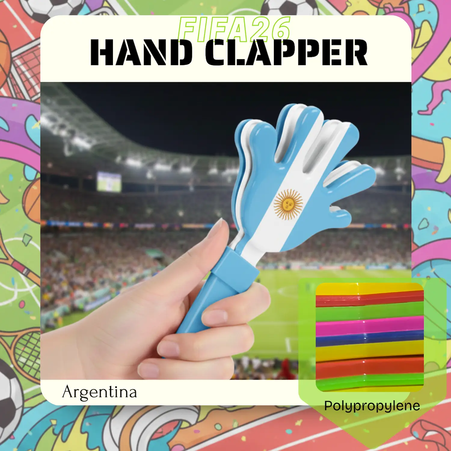 Custom Hand Clapper 28CM – PP Plastic Noise Maker for Sports Events, Rallies & Promotions - Image 4