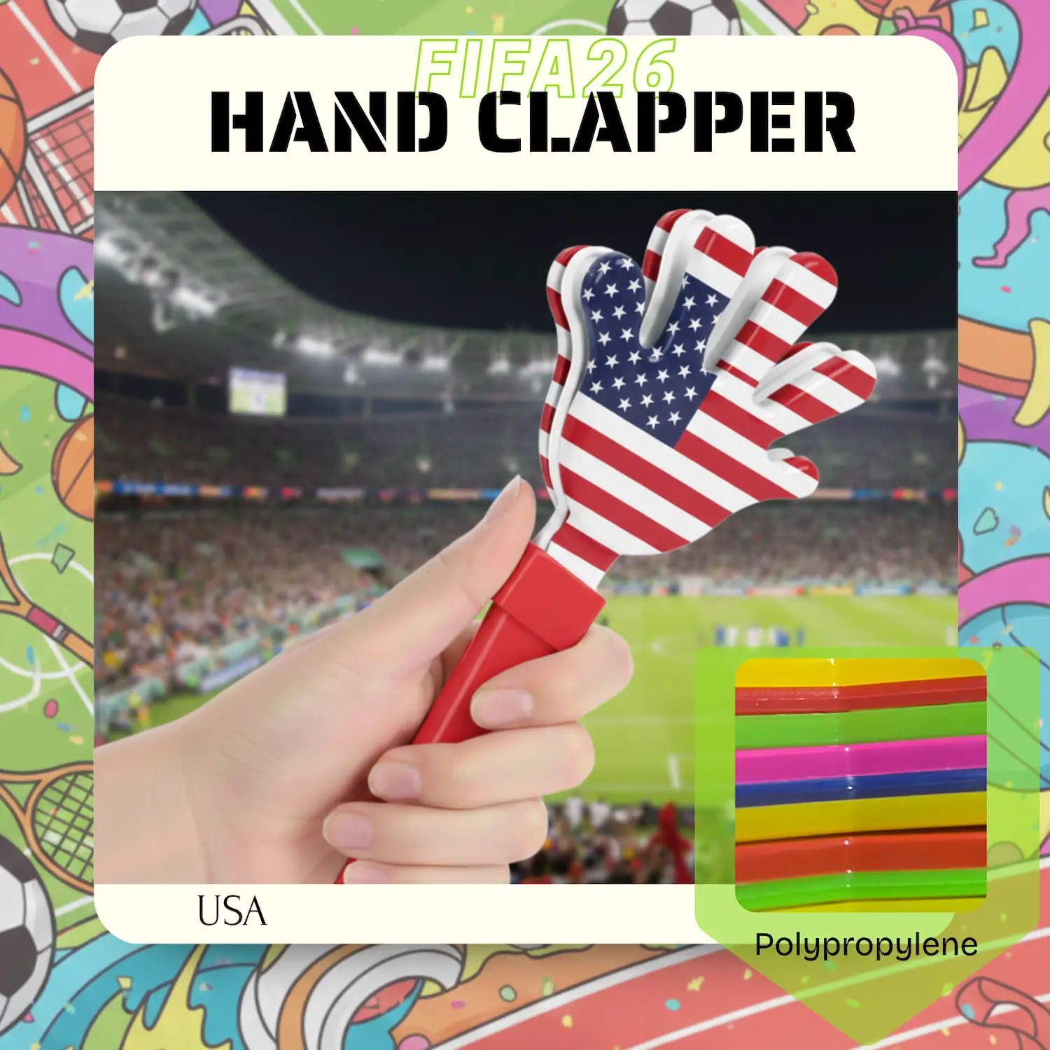Custom Hand Clapper 28CM – PP Plastic Noise Maker for Sports Events, Rallies & Promotions - Image 5