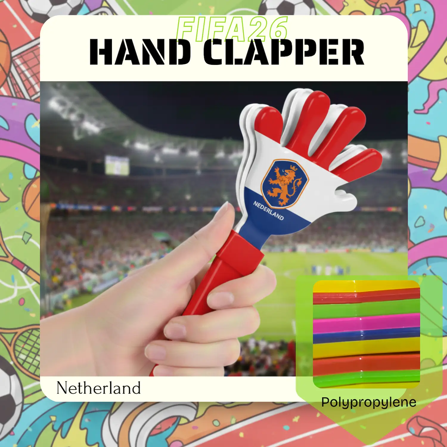 Custom Hand Clapper 28CM – PP Plastic Noise Maker for Sports Events, Rallies & Promotions - Image 9