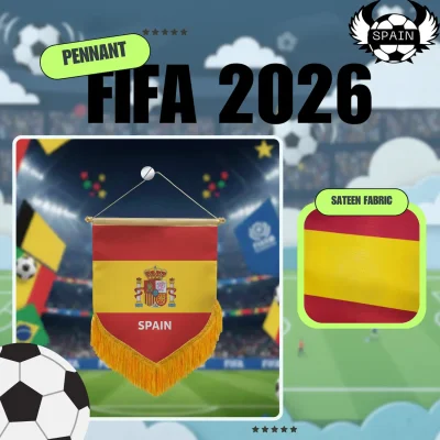 Spain national team 4x6 inch premium sateen pennant full color printed sports fan mini pennant