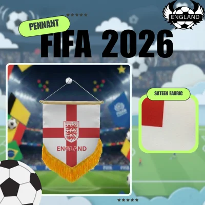 England national team 4x6 inch premium sateen pennant full color printed sports fan mini pennant