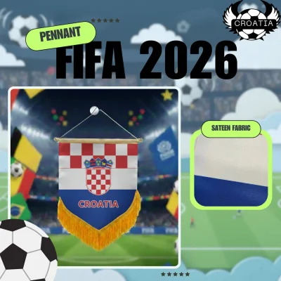 Croatia national team 4x6 inch premium sateen pennant full color printed sports fan mini pennant