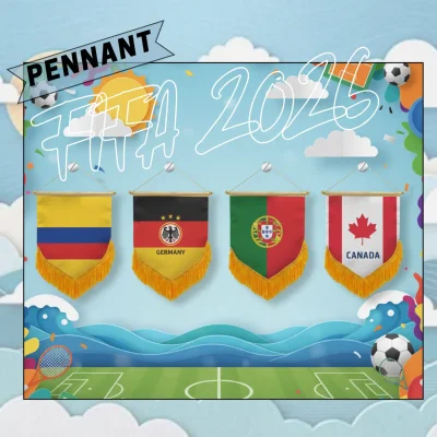 4"x6" premium sateen woven pennant full color printed silky sheen sports fan mini pennant