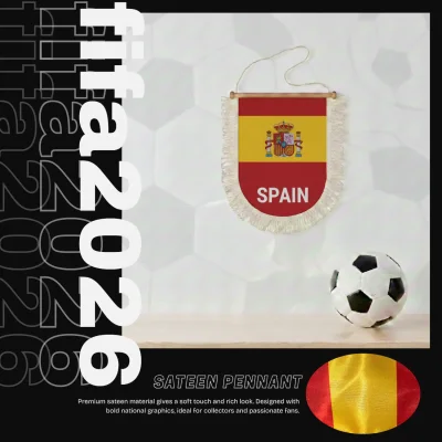 Spain national team 30x50CM large triangular sateen pennant sublimation printed sports fan wall decor pennant