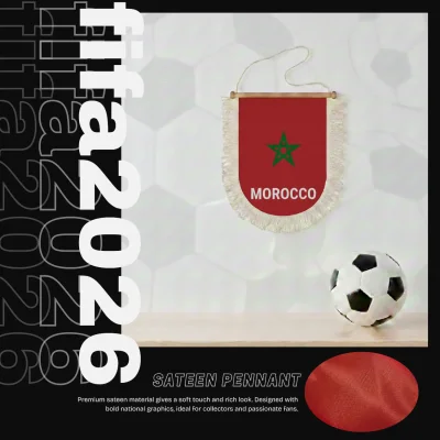 Morocco national team 30x50CM large triangular sateen pennant sublimation printed sports fan wall decor pennant