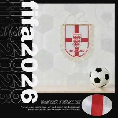 England national team 30x50CM large triangular sateen pennant sublimation printed sports fan wall decor pennant