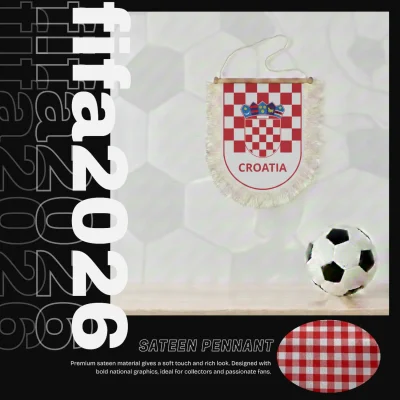 Croatia national team 30x50CM large triangular sateen pennant sublimation printed sports fan wall decor pennant