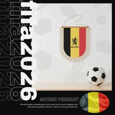 Belgium national team 30x50CM large triangular sateen pennant sublimation printed sports fan wall decor pennant