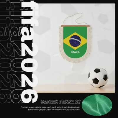 Brazil national team 30x50CM large triangular sateen pennant sublimation printed sports fan wall decor pennant