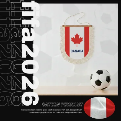 Canada national team 30x50CM large triangular sateen pennant sublimation printed sports fan wall decor pennant
