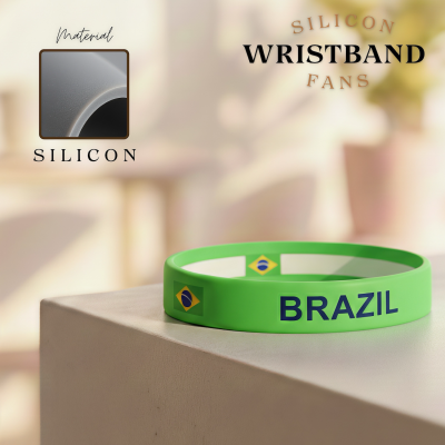 2026 FIFA World Cup Brazil silicone wristband, green rubber bracelet with Brazilian flag and text