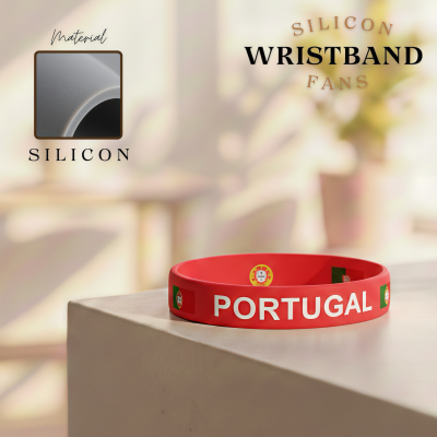 FIFA World Cup Portugal silicone wristband, red rubber bracelet with Portuguese flag and text