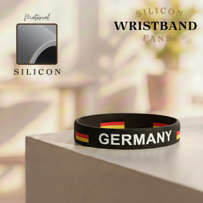 2026 FIFA World Cup Germany silicone wristband, black rubber bracelet with German flag and text