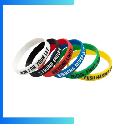 Custom Silicone Wristbands – One-Color Ink Filled Debossed Logo Bracelets (12mm, 20mm, 25mm)
