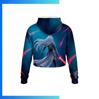 Alternative view of Custom Full Sublimation Lightweight Cropped Hoodie – 250G Streetwear Boxy Fit Pullover Hoodie
