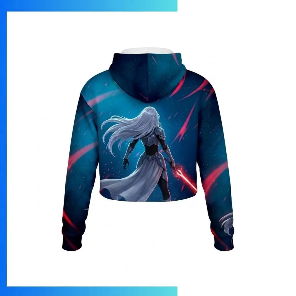 Custom Full Sublimation Lightweight Cropped Hoodie – 250G Streetwear Boxy Fit Pullover Hoodie - Image 2