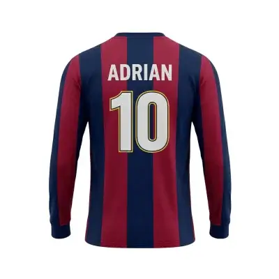 Close-up detail of 180gsm milk silk fabric showing soft, smooth texture and sublimation print quality on long sleeve soccer jersey