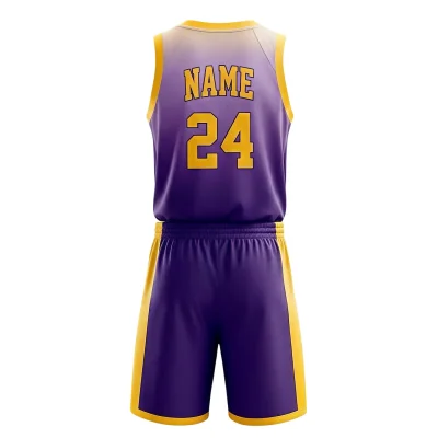Custom V-Neck Basketball Jersey Back View - Sublimated Player Numbers, 160G Butterfly Mesh, Lightweight Team Uniform Shorts