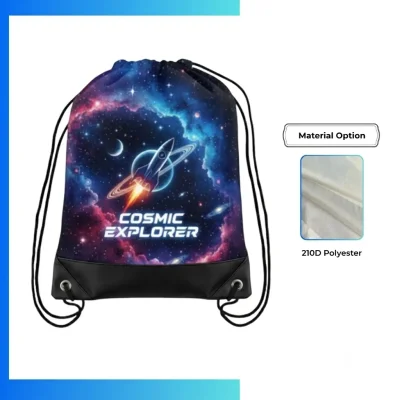 Large Reinforced Bottom Custom Dye Sublimation Drawstring Bag 15Γ18 β 210D Polyester Heavy-Duty Gym Sack
