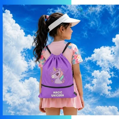 Alternative view of Custom Football Fabric Drawstring Bag – 13.5x16.5” Heat Press Logo Sports Backpack
