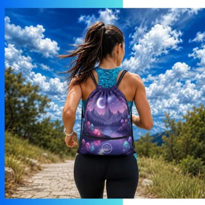 Alternative view of Premium Custom Football Fabric Drawstring Bag – 13.5x16.5” Heat Press Logo Sports Bag