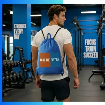 Alternative view of Custom Tall Joint Drawstring Bag 13.5x18” – 210D Polyester Screen Print Sports & Promotional Bag