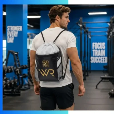 Alternative view of Custom 210D Polyester Joint Drawstring Bag – 13”×16” Screen Print Gym & Event Backpack