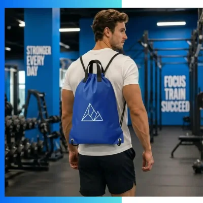 Alternative view of Custom 210D Polyester Joint Drawstring Bag – 13”×16” Screen Print Promotional Gym Bag