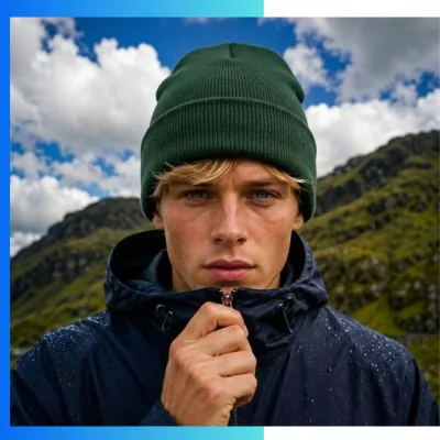 Alternative view of Economy Acrylic Cuffed Beanie | Custom Embroidery & Patch Logo Winter Hat
