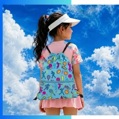 Alternative view of Custom 210D Drawstring Bag with Zipper Pocket – Premium Screen Print Promo Bag