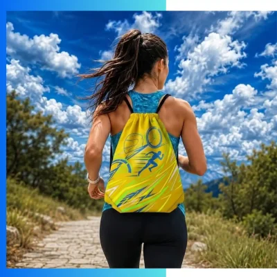 Alternative view of Custom 210D Drawstring Bag with Non-Woven Reinforced Bottom – Screen Printing Gym & Promo Backpack