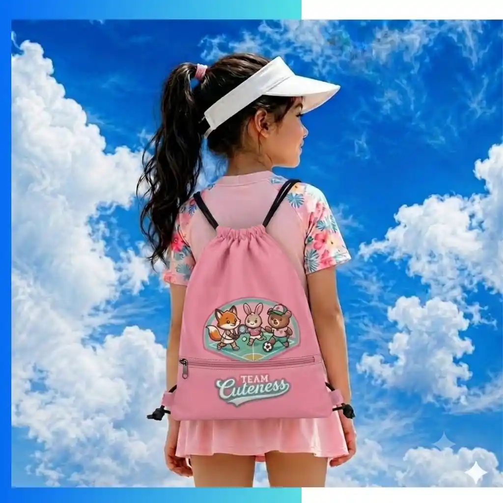 Custom 210D Drawstring Bag with Zipper Pocket – Screen Print Promo Bag - Image 2