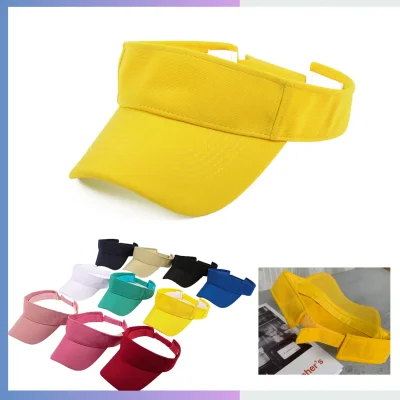 Yellow premium jacquard sun visor 8cm pre curved brim adjustable hook and loop strap