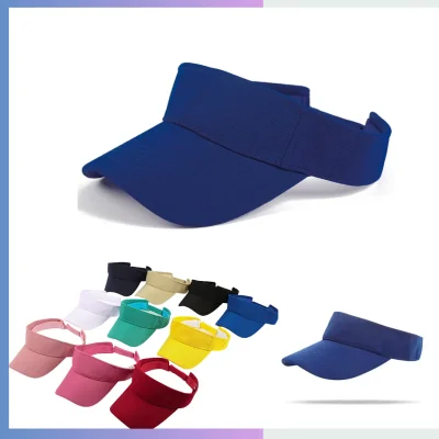 Royal blue premium jacquard sun visor 8cm pre curved brim adjustable hook and loop strap