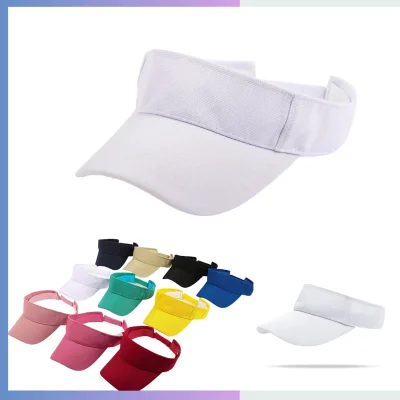 White premium jacquard sun visor 8cm pre curved brim adjustable hook and loop strap
