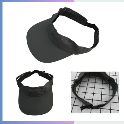 Black quick dry sun visor 10.5cm extended brim elastic strap adjustable sport visor